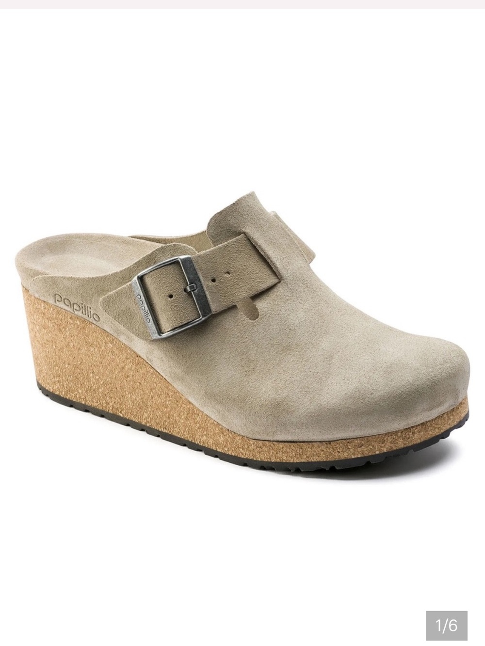 Birkenstock Papillio Fanny Suede Wedge Mules size 40
